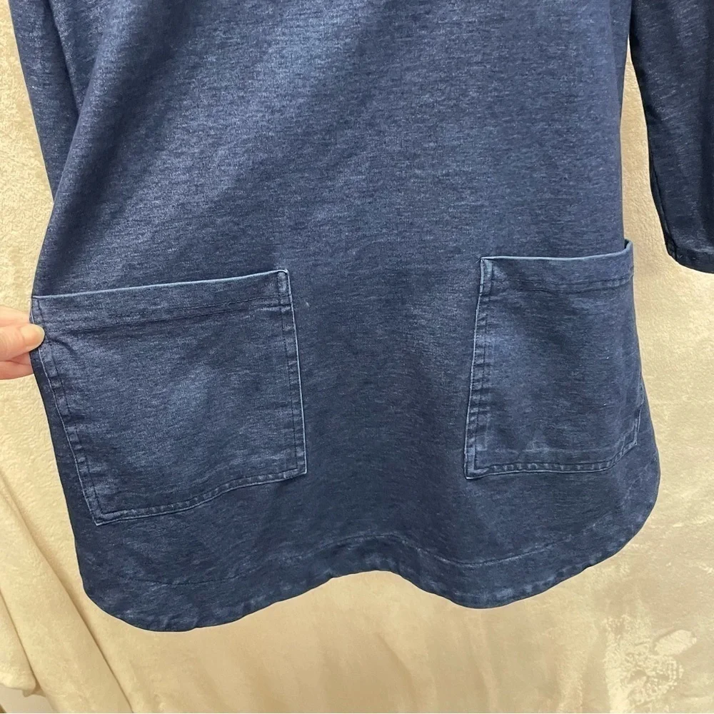 Focus casual life cowl neck tunic with front pockets blue women’s medium